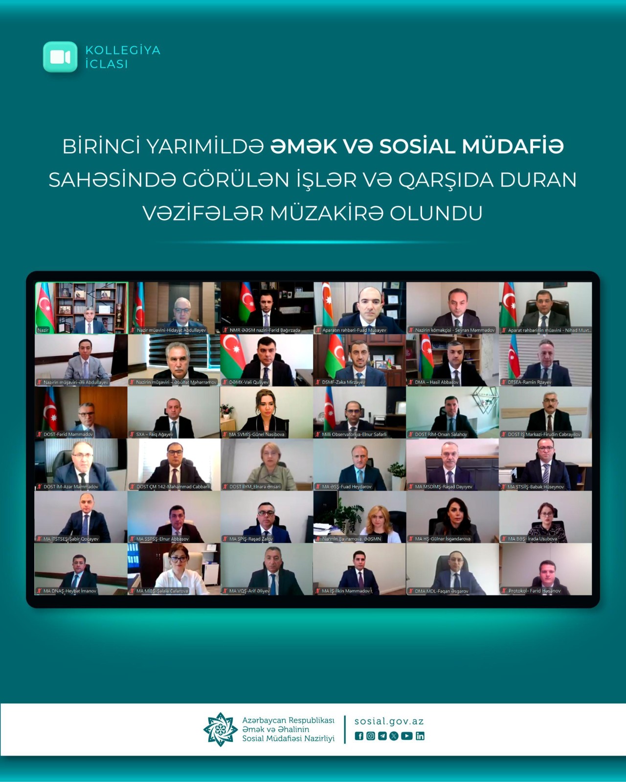 Birinci yarımildə əmək və sosial müdafiə sahəsində görülən işlər müzakirə olunub