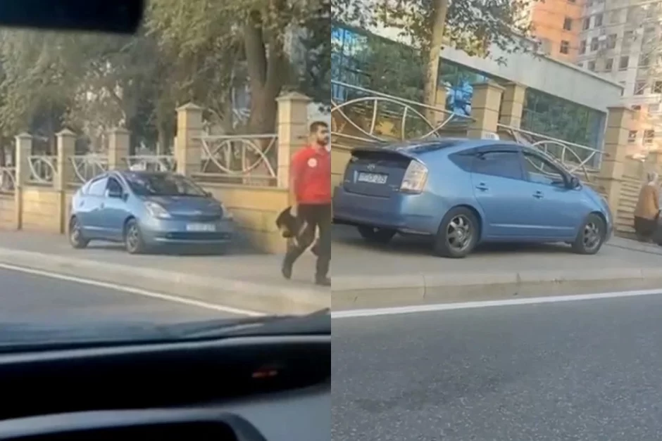Bakıda \"Prius\"un sürücüsü GÜNDƏM OLDU - VİDEO