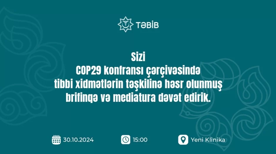 TƏBİB COP29-la bağlı brifinq keçirir