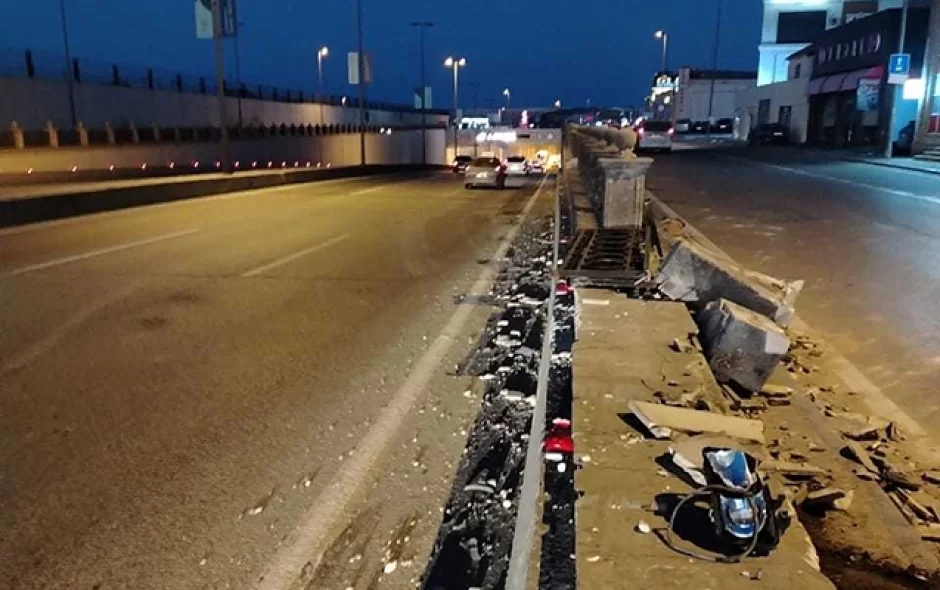 Prospektdə qəza oldu, tunel divarı dağıldı - FOTO