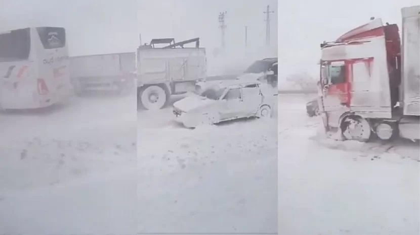 Konya - Afyon yolu qarla örtüldü