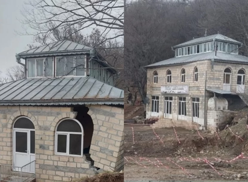İsmayıllıda dəhşətli hadisə: Ev ikiyə bölündü - FOTOLAR
