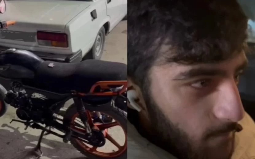 Sərxoş vəziyyətdə moped sürən şəxs saxlanıldı - VİDEO
