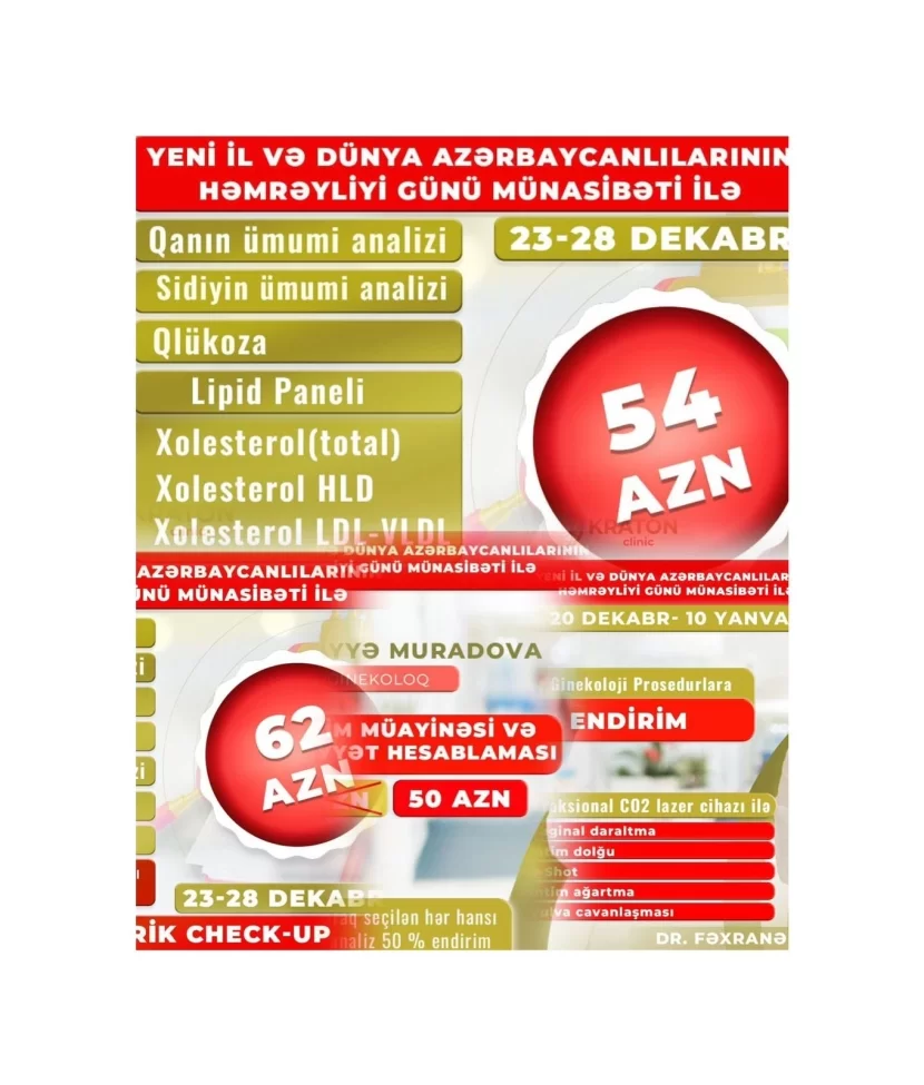 PULSUZ həkim müayinəsi, ENDİRİMLİ check up-TƏLƏSİN