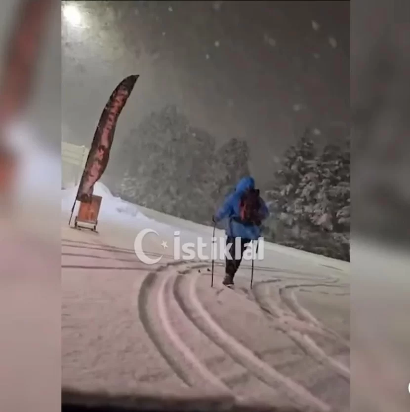 Norveçdə xizəklə evinə gedən AZƏRBAYCANLI
