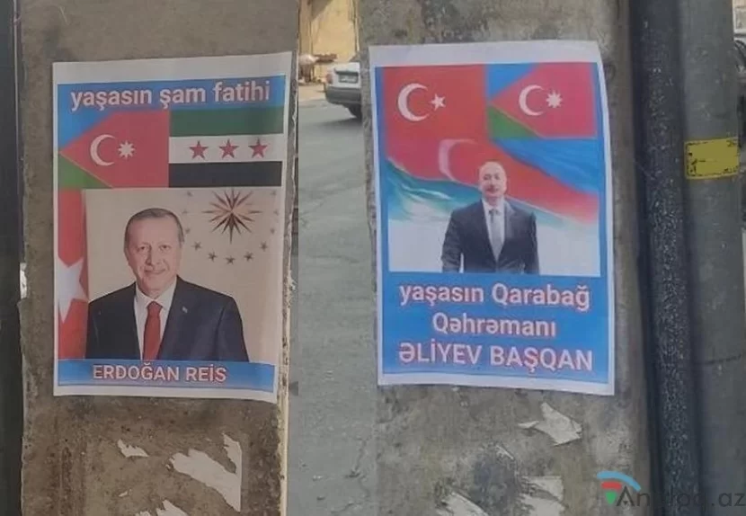 İlham Əliyev və Ərdoğanın şəkilləri Təbrizdə