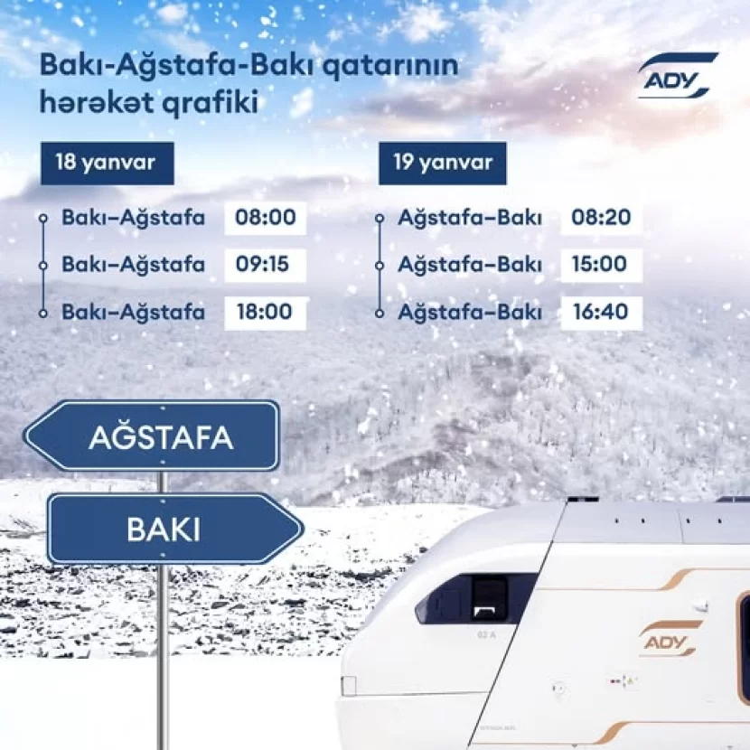 ADY Bakı-Ağstafa-Bakı marşrutuna artan sərnişin tələbatını təmin etmək məqsədilə əlavə qatar reysləri təyin edir