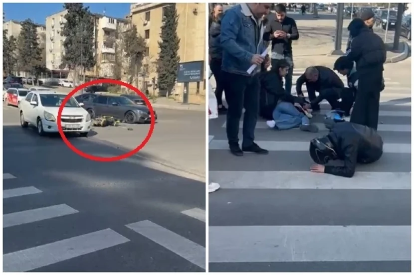 Bakıda DƏHŞƏTLİ QƏZA: Motosiklet sürücüsü gənc qadını vurdu - VİDEO