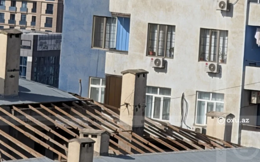 Bakıda binanın damında yeni mərtəbənin tikintisi dayandırıldı
