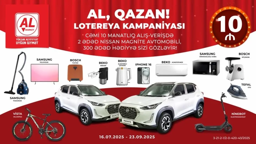 “Al Market”də “AL, QAZAN!” tirajlı stimullaşdırıcı lotereya başladı