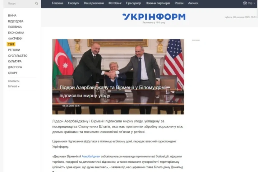 Ukrayna mediası Azərbaycan və Ermənistan arasında sülh sazişini tarixi hadisə adlandırıb