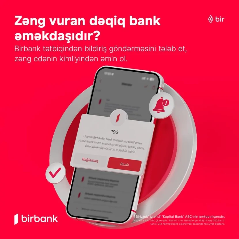 Kapital Bank-dan növbəti addım: zəng edənin bank əməkdaşı olub-olmadığını yoxlaya bilərsiniz