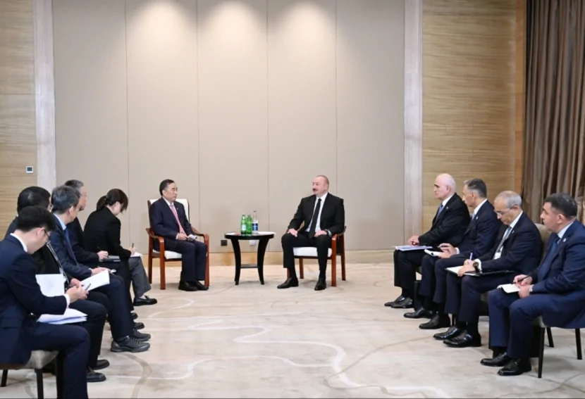 Prezident İlham Əliyev Tiencin şəhərində \"CCCC\" şirkətinin sədri ilə GÖRÜŞÜB