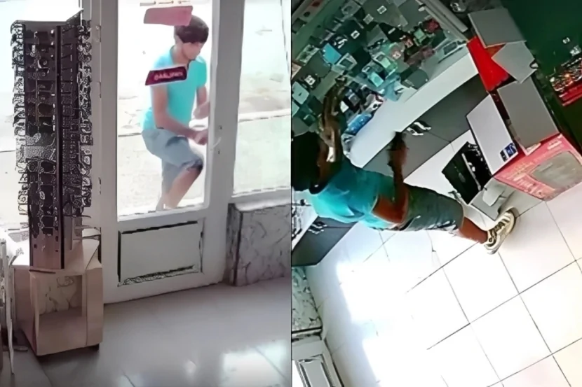 Xudatda mağazadan 18 ədəd telefonun oğurlanma GÖRÜNTÜLƏRİ