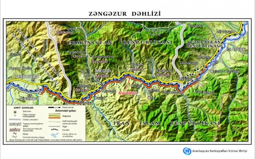 Zəngəzur dəhlizinin xəritəsi hazırlandı
