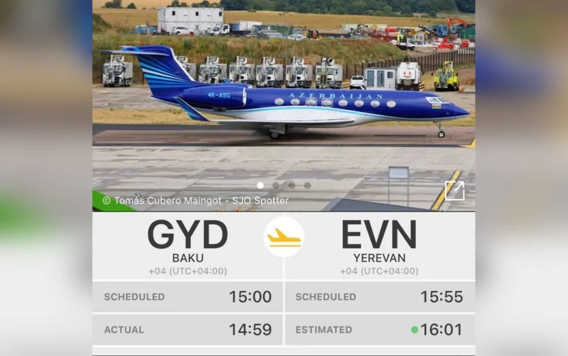 Azərbaycana məxsus təyyarə İrəvana eniş edib