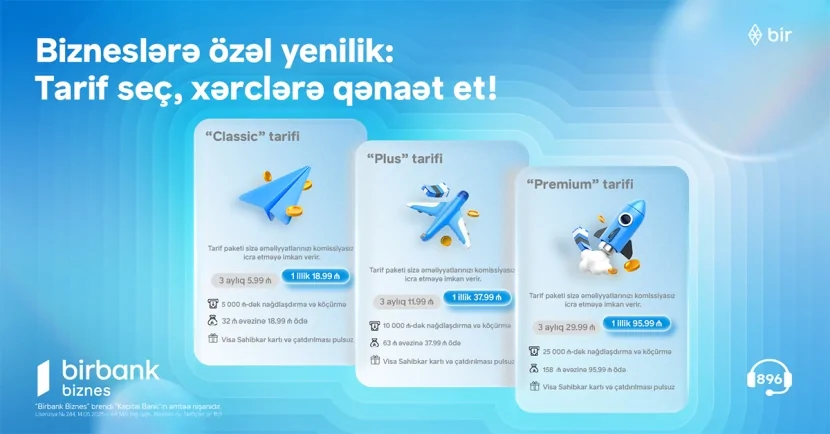 Birbank Biznes-dən sahibkarlar üçün yeni tariflər: xərclərinizi minimuma endirin