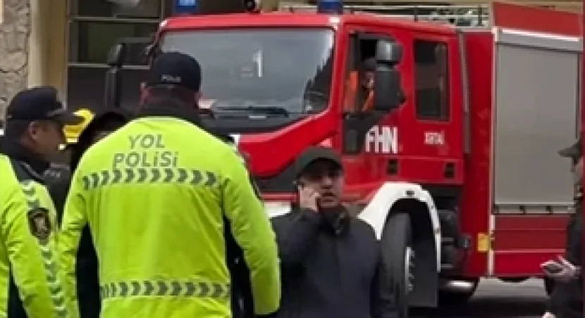 Bakıda yanğın baş verən BİNADAN GÖRÜNTÜLƏR