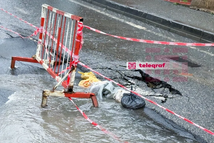 Bakıda yol çökdü - Foto
