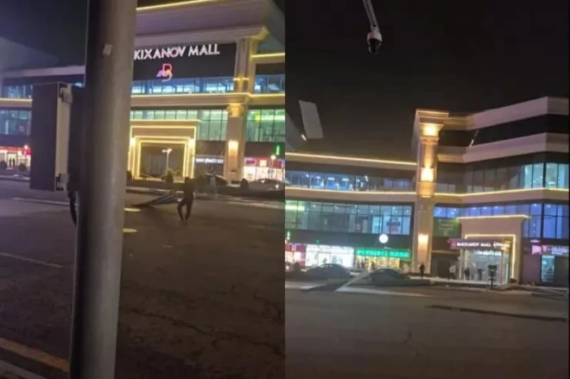 “Bakıxanov Mall”un dam örtüyü uçdu – VİDEO